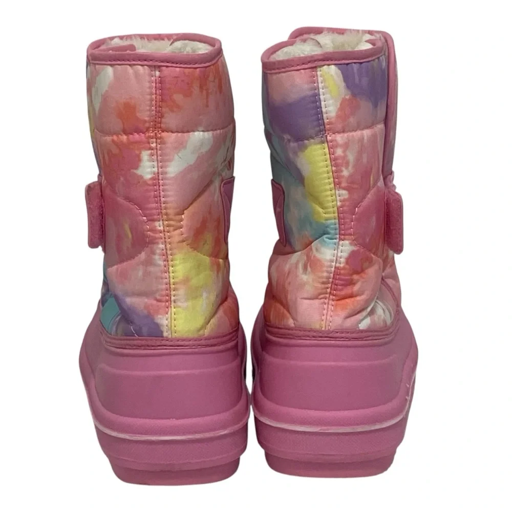 Girls’ Sherbet Rainbow Pink Winter Snow Boots - Like New - Size 6